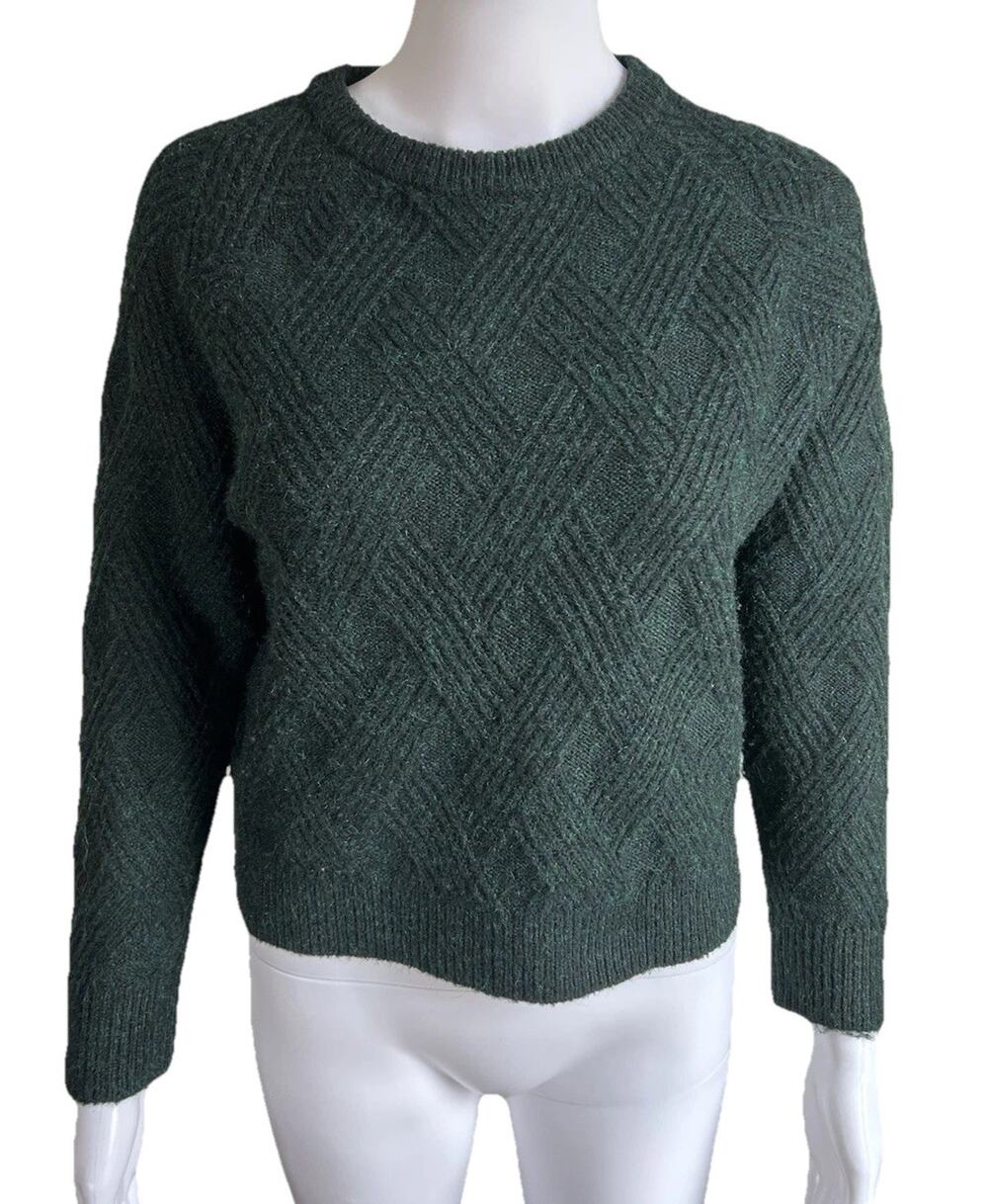 Tradlands Fisherman Sweater Womens XXS Wool Blend Textured Knit Green